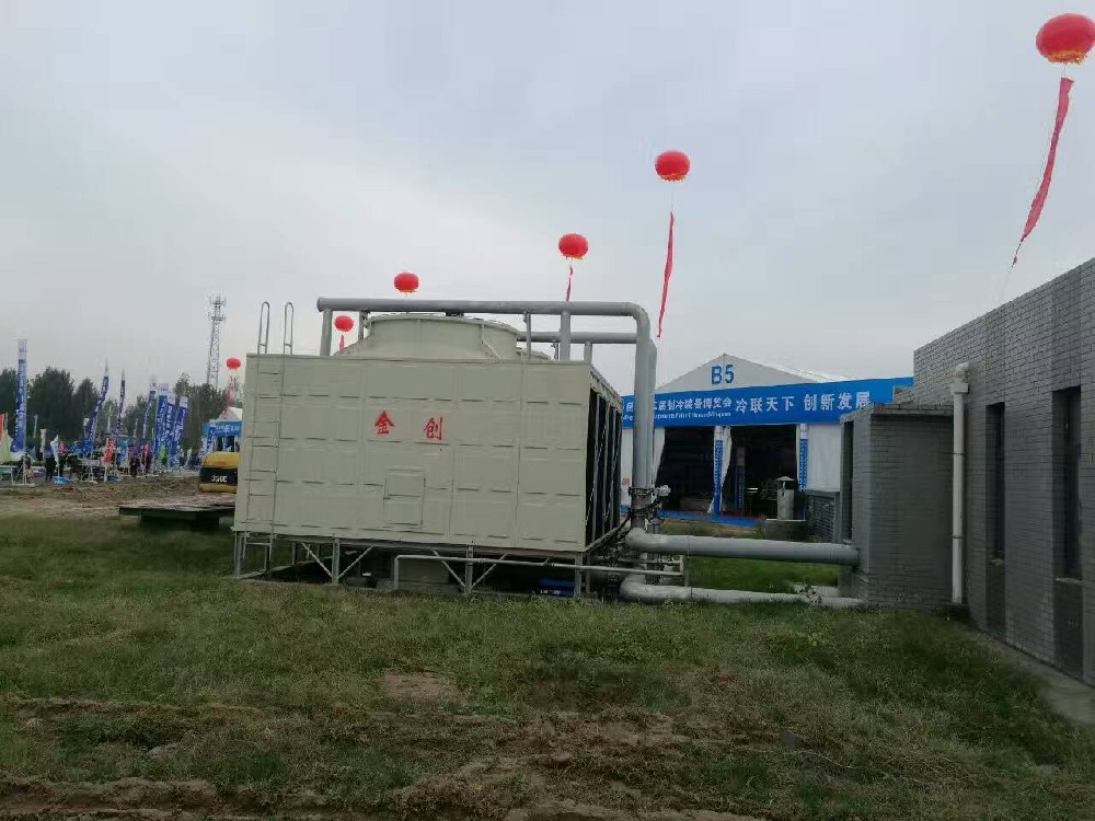 商丘民权梦蝶会展中心金创玻璃钢横流式冷却塔